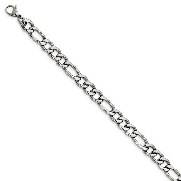 Men's 8.4mm Stainless Steel Figaro Chain Bracelet 8 Inch